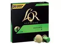 Een Koffiecups L'Or espresso Lungo Elegante 20 stuks koop je bij Van Leeuwen Boeken- en kantoorartikelen