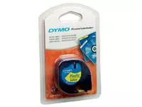 Een Labeltape Dymo LetraTag plastic 12mm zwart op geel koop je bij EconOffice