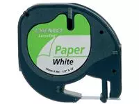 Een Labeltape Dymo LetraTag papier 12mm zwart op wit koop je bij Kantoorvakhandel van der Heijde