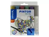 Verfstift Pilot Pintor metallic medium assorti etui à 6 stuks