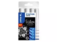 Verfstift Pilot Pintor assorti breedtes wit etui à 4 stuks