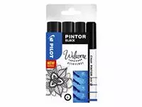 Een Verfstift Pilot Pintor assorti breedtes zwart etui à 4 stuks koop je bij EconOffice