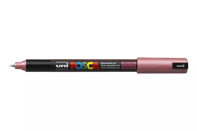 Een Verfstift Posca PC1MR extra fijn metallic rood koop je bij Totaal Kantoor Goeree