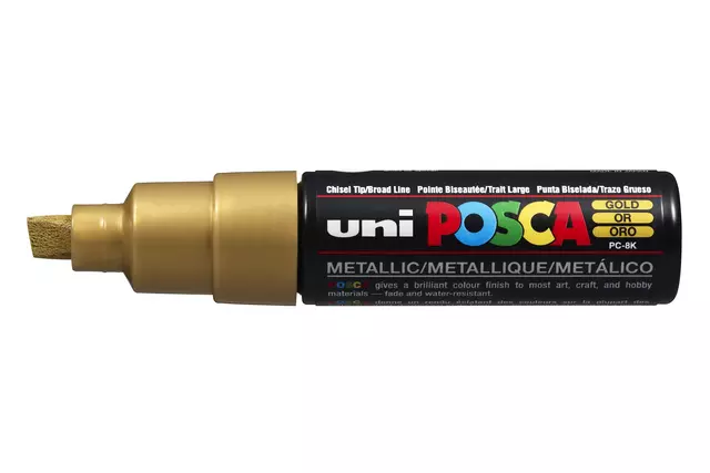 Een Verfstift Posca PC8K breed schuin goud koop je bij NiceSupplies.nl