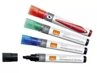 Een Viltstift Nobo whiteboard Liquid ink schuin assorti 4mm 4st koop je bij Van Hoye Kantoor BV