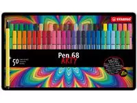 Een Viltstift STABILO Pen 68/50 Arty medium assorti blik à 50 stuks koop je bij EconOffice