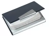 Een Visitekaarthouder Sigel VZ131 voor 20 kaarten 90x58mm aluminium met leer zwart koop je bij Goedkope Kantoorbenodigdheden