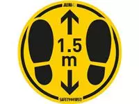 Een Vloersticker voor gladde vloeren houd afstand Ø350mm geel/zwart koop je bij MV Kantoortechniek B.V.