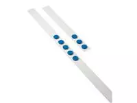 Een Wandlijst Desq 100cm met 5 blauwe magneten 32mm koop je bij Van Leeuwen Boeken- en kantoorartikelen