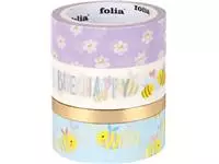 Washi tape Folia hotfoil bees 3x 15mmx5m 1x 10mmx5m