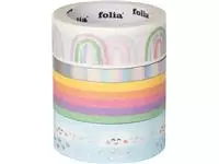 Een Washi tape Folia hotfoil rainbow 2x 15mmx5m 1x 10mmx5m koop je bij KantoorProfi België BV
