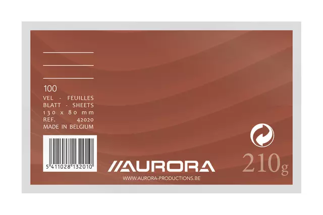 Een Systeemkaart Aurora 130x80mm lijn met rode koplijn 210gr wit koop je bij KantoorProfi België BV