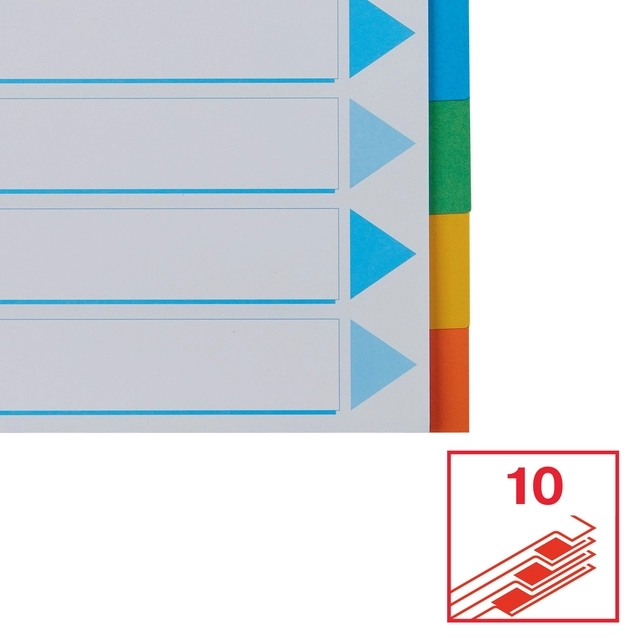 Een Tabbladen Esselte Standaard A4 10-delig karton 11-rings met voorblad assorti koop je bij Unimark Office B.V.