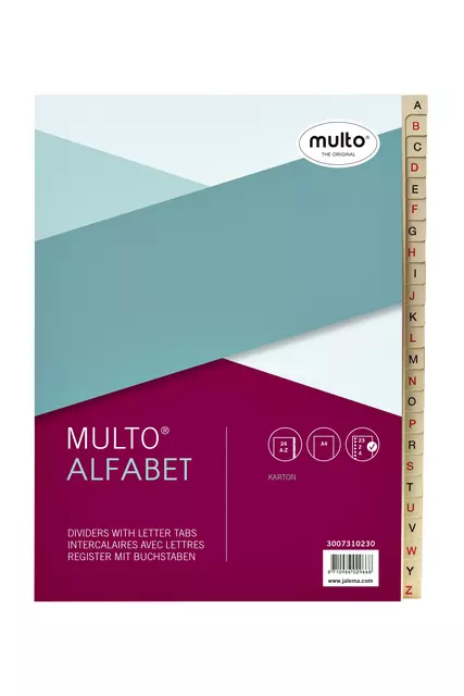 Een Tabbladen Multo A4 23-rings 24-delig A-Z karton chamois koop je bij EconOffice