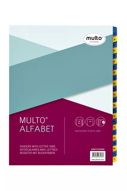 Een Tabbladen Multo A4 23-rings 24-delig A-Z blauw/geel karton 170gr koop je bij EconOffice