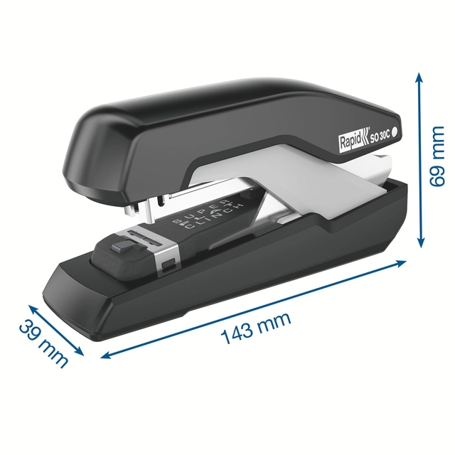 Een Nietmachine Rapid SO30c halfstrip 30 vel 24/6 zwart/grijs koop je bij KantoorProfi België BV