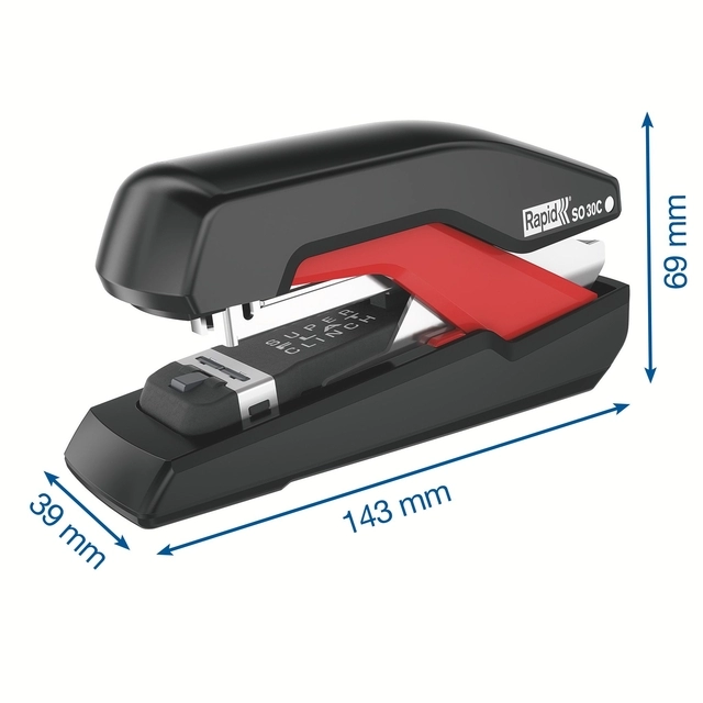 Een Nietmachine Rapid SO30c halfstrip 30vel 24/6 zwart/rood koop je bij KantoorProfi België BV