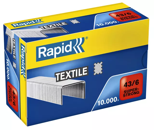 Een Nieten Rapid 43/6 textiel gegalvaniseerd strong 10000 stuks koop je bij Van Leeuwen Boeken- en kantoorartikelen