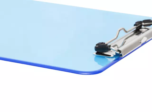 Een Klembord MAUL A4 staand transparant PS neon blauw koop je bij Goedkope Kantoorbenodigdheden