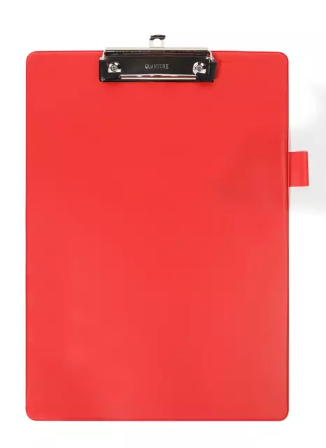 Een Klembord Quantore A4 staand PVC rood met 100mm klem + penlus koop je bij Goedkope Kantoorbenodigdheden