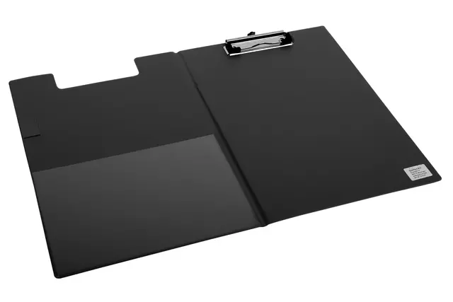 Een Klembordmap Quantore A4 staand PVC zwart met 100mm klem + penlus koop je bij Van Leeuwen Boeken- en kantoorartikelen