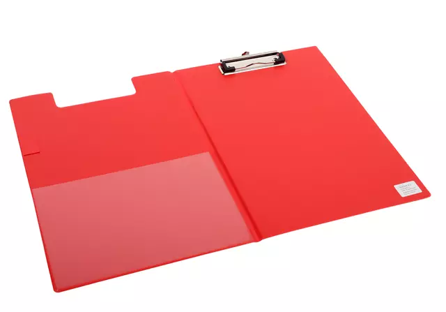 Een Klembordmap Quantore A4 staand PVC rood met 100mm klem + penlus koop je bij Totaal Kantoor Goeree