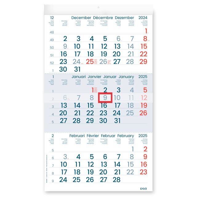 Een Calendrier 3 mois 2025 INNI Manager koop je bij QuickOffice BV