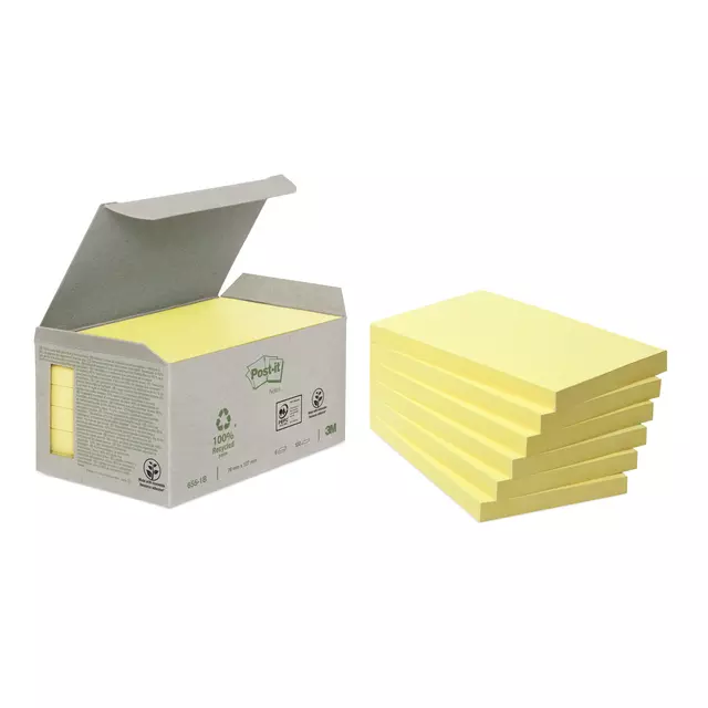 Een Memoblok 3M Post-it 655 76x127mm recycled geel koop je bij EconOffice