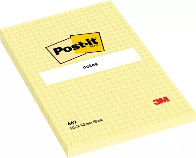 Een Memoblok 3M Post-it 662 102x152mm ruit geel koop je bij Van Leeuwen Boeken- en kantoorartikelen