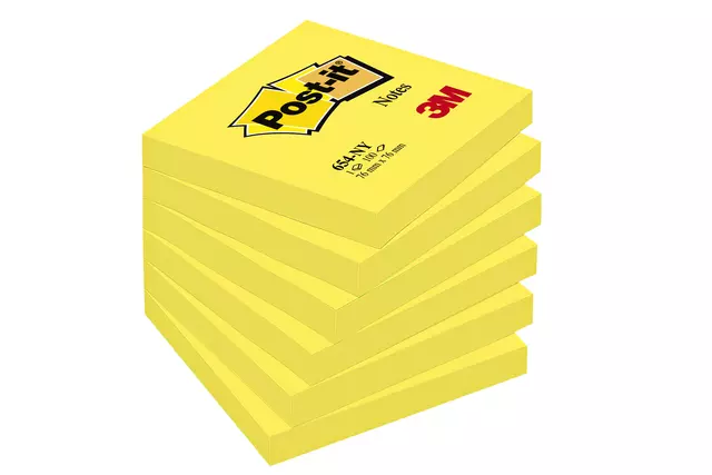 Een Memoblok 3M Post-it 654 76x76mm neon geel koop je bij Van Leeuwen Boeken- en kantoorartikelen