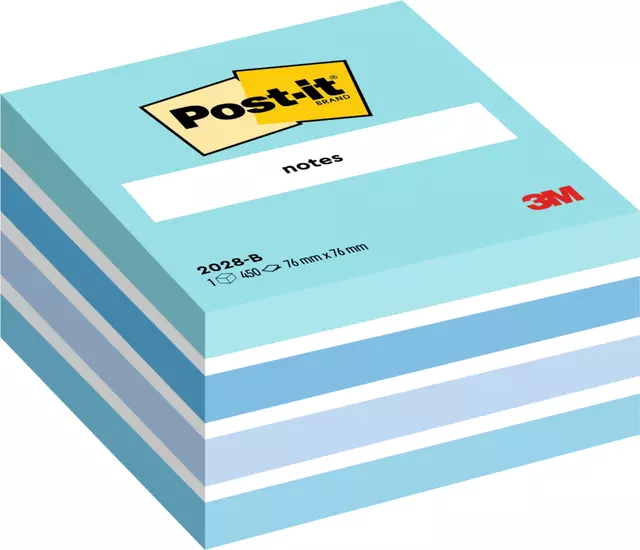 Een Memoblok 3M Post-it 2028 76x76mm kubus pastel blauw koop je bij Van Leeuwen Boeken- en kantoorartikelen