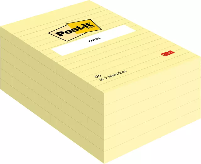 Een Memoblok Post-it 660 lijn 102x152mm canary yellow koop je bij Van Hoye Kantoor BV