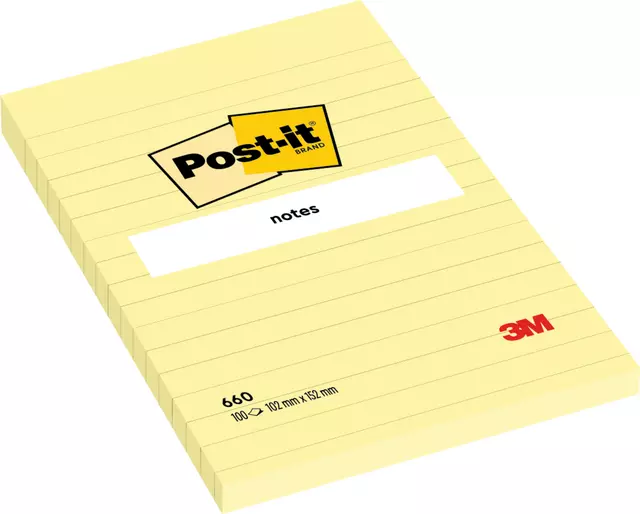 Een Memoblok 3M Post-it 660 102x152mm lijn geel koop je bij Van Leeuwen Boeken- en kantoorartikelen