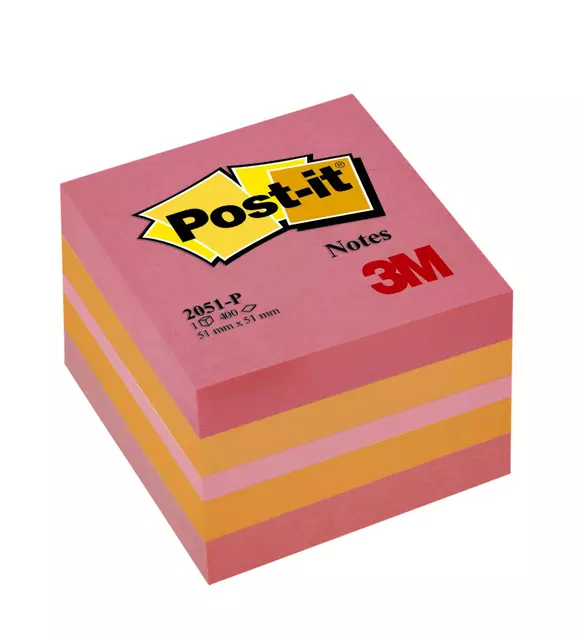 Een Memoblok 3M Post-it 2051 51x51mm kubus roze koop je bij EconOffice