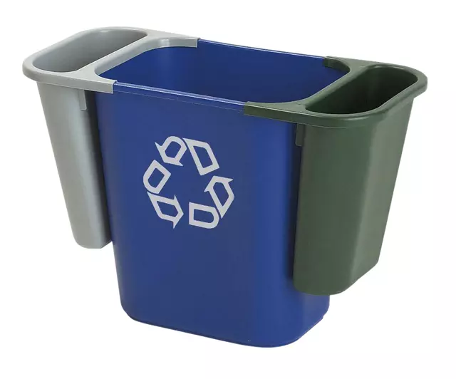 Een Papierbak Rubbermaid recycling medium 26L blauw koop je bij EconOffice