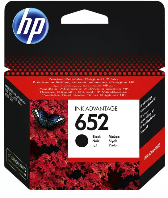 Een Inktcartridge HP F6V25AE 652 zwart koop je bij Van Hoye Kantoor BV