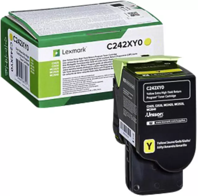 Een Tonercartridge Lexmark C242XY0 geel koop je bij Goedkope Kantoorbenodigdheden