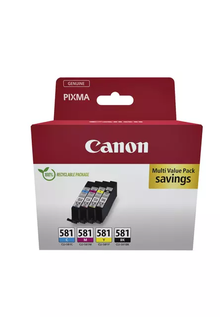 Een Inktcartridge Canon CLI-581 zwart + 3 kleuren koop je bij EconOffice