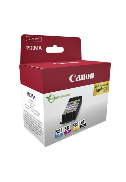 Een Inktcartridge Canon CLI-581 zwart + 3 kleuren koop je bij NiceSupplies.nl