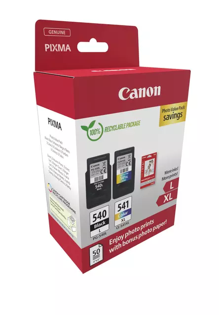 Een Inktcartridge Canon PG-540L + CL-541XL zwart + kleur koop je bij Van Hoye Kantoor BV