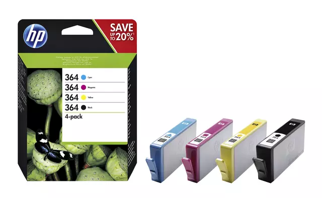 Een Inktcartridge HP N9J73AE 364 zwart + 3 kleuren koop je bij KantoorProfi België BV