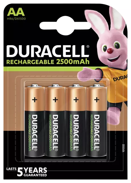 Een Batterij oplaadbaar Duracell 4xAA 2500mAh Ultra koop je bij Van Leeuwen Boeken- en kantoorartikelen