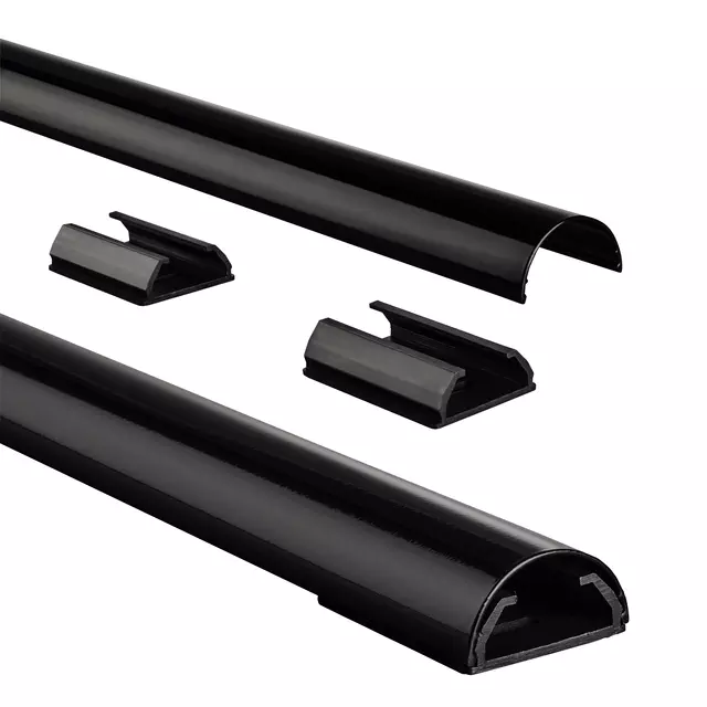 Een Kabelkanaal Hama halfrond 110/3,3/1,8 cm aluminium zwart koop je bij L&N Partners voor Partners B.V.