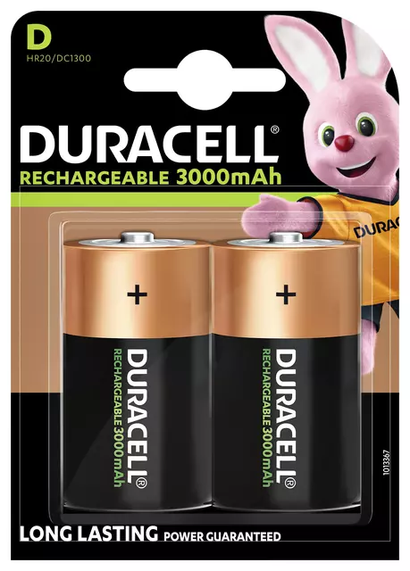 Een Batterij oplaadbaar Duracell 2xD 3000mAh Plus koop je bij EconOffice