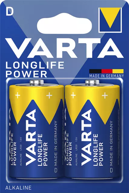 Een Batterij Varta Longlife Power 2xD koop je bij Totaal Kantoor Goeree