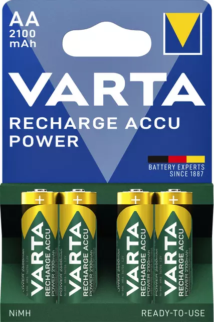 Een Batterij oplaadbaar Varta 4xAA 2100mAh ready2use koop je bij Totaal Kantoor Goeree
