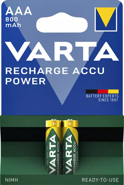 Een Batterij oplaadbaar Varta 2xAAA 800mAh ready2use koop je bij MV Kantoortechniek B.V.