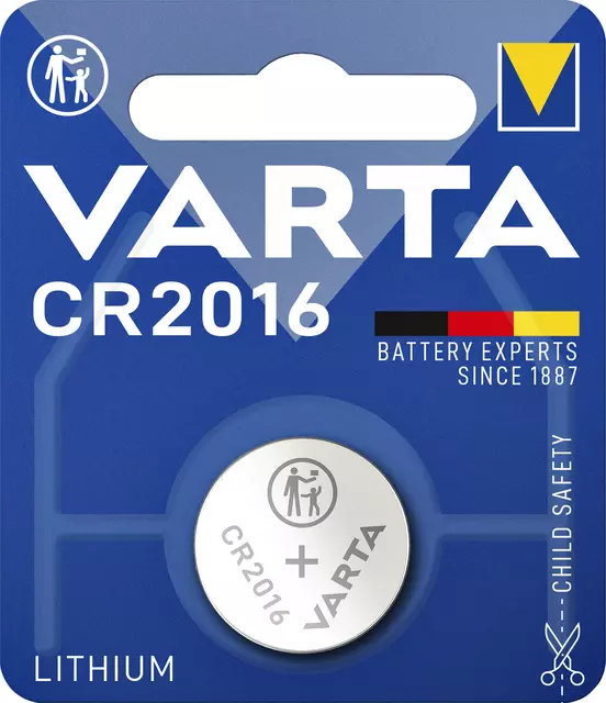 Een Batterij Varta knoopcel CR2016 lithium blister à 1stuk koop je bij EconOffice