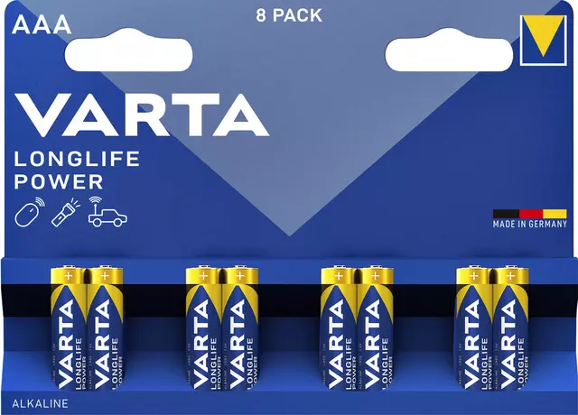 Een Batterij Varta Longlife Power 8xAAA koop je bij MV Kantoortechniek B.V.