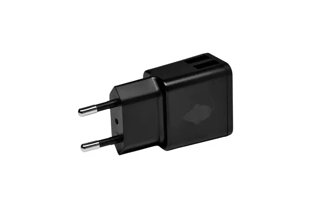 Een Oplader Green Mouse USB-A 2X 2.4A zwart koop je bij Totaal Kantoor Goeree